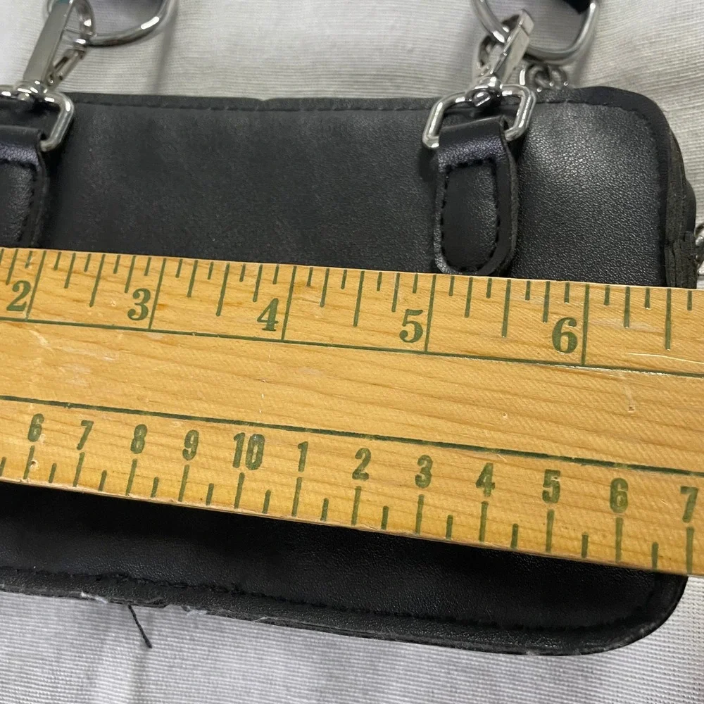 Black Utility Crossbody Bag Chain Strap Mini Pouch Y2K Techwear Festival Grunge